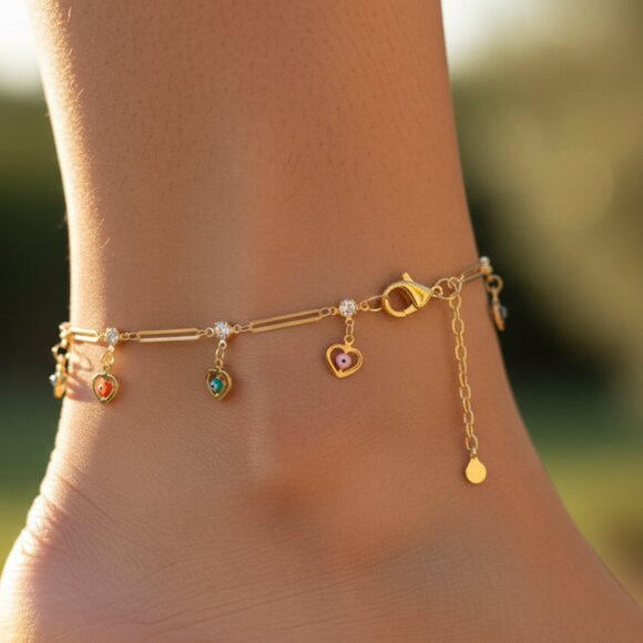 Dainty Silver Initial Anklets for Women 14K Plated Sparkle  \